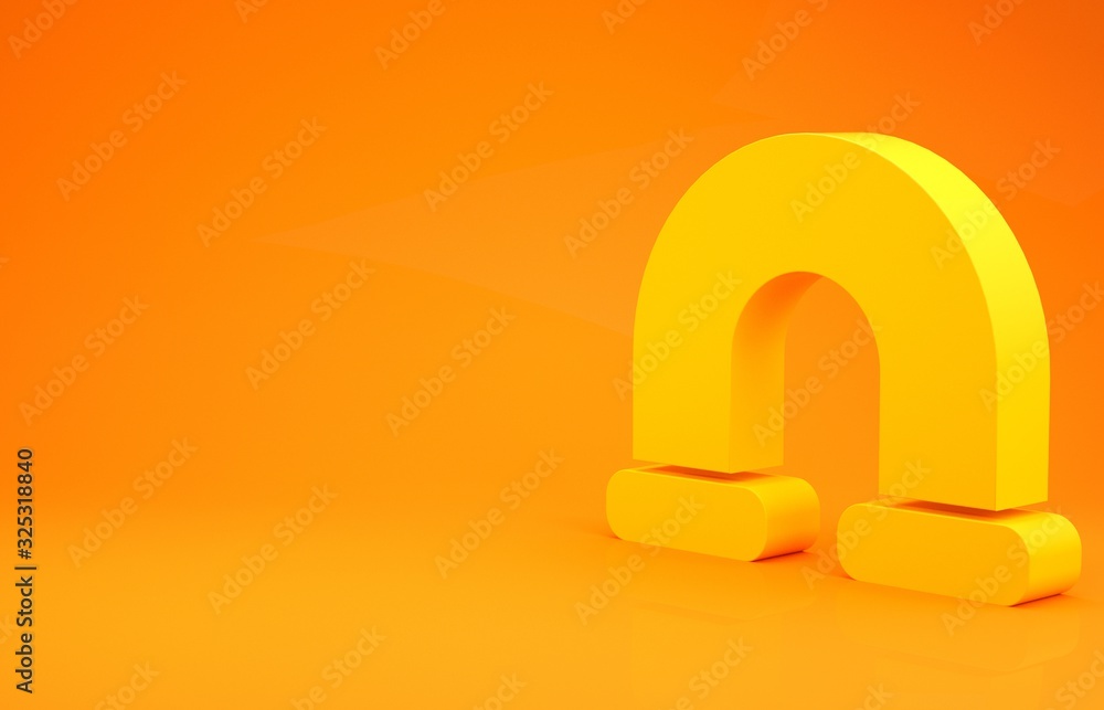 Yellow Industry metallic pipe icon isolated on orange background. Plumbing pipeline parts of differe