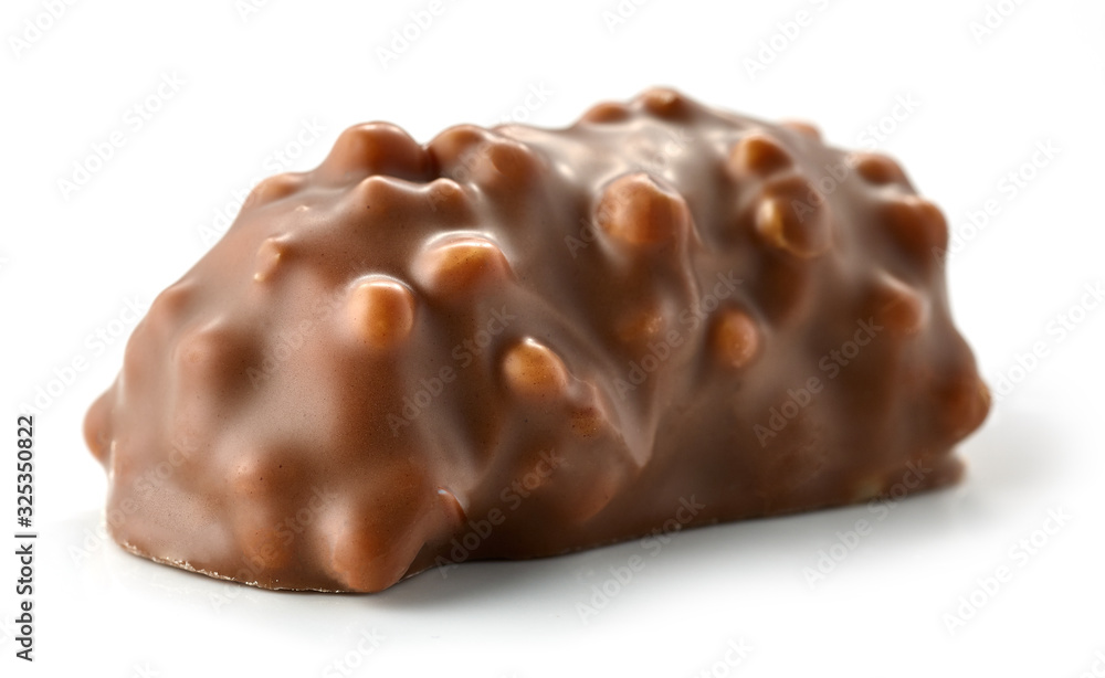 chocolate praline on white background