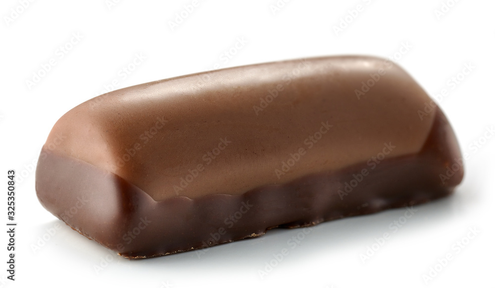 chocolate praline on white background