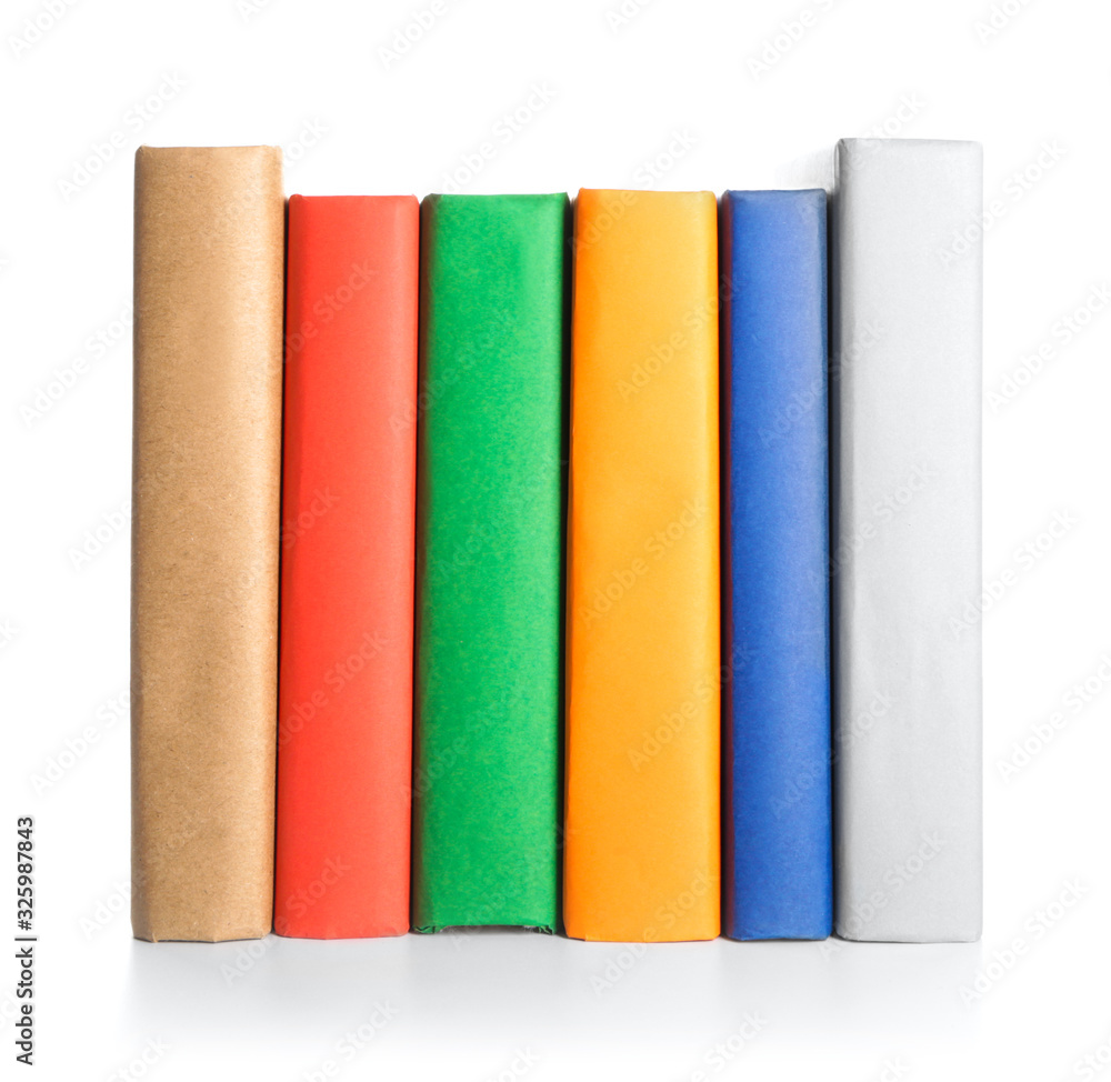 Many books on white background