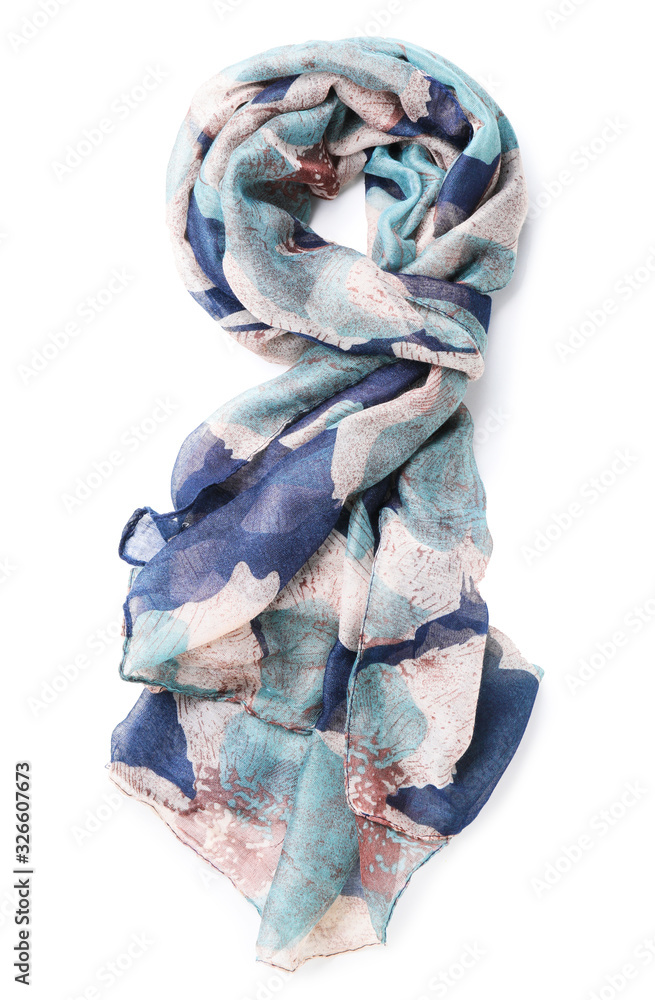 Beautiful scarf on white background