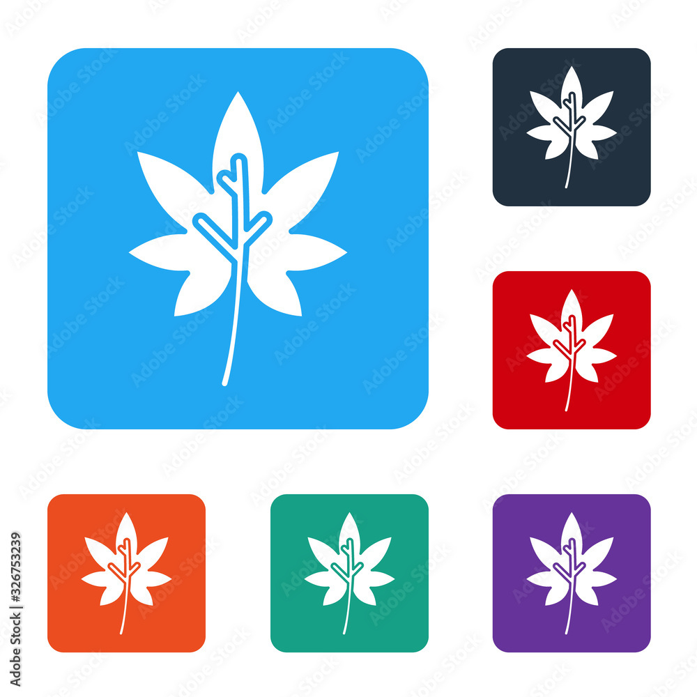 White Leaf icon isolated on white background. Leaves sign. Fresh natural product symbol. Set icons i