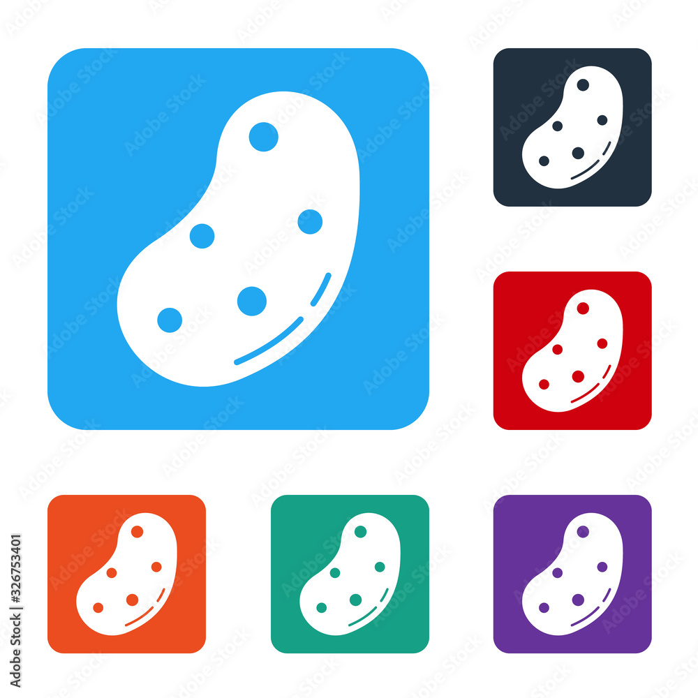 White Potato icon isolated on white background. Set icons in color square buttons. Vector Illustrati