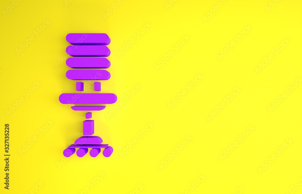 Purple Office chair icon isolated on yellow background. Minimalism concept. 3d illustration 3D rende