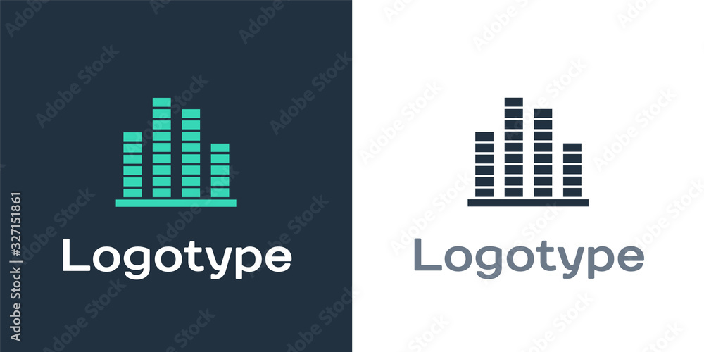 徽标音乐均衡器图标隔离在白色背景上。声波。音频数字均衡器技术