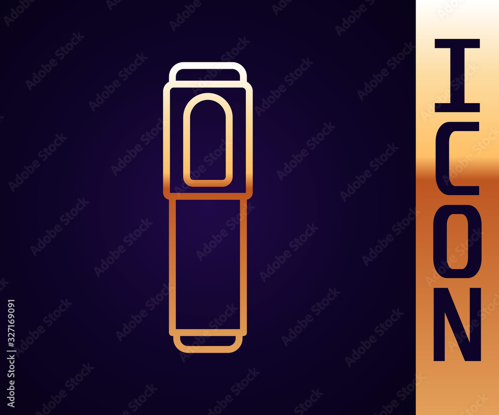 Gold line Marker pen icon isolated on black background. Vector Illustration