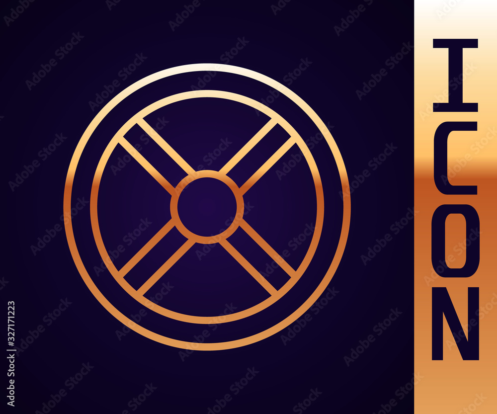 Gold line Industry valve icon isolated on black background. Vector Illustration