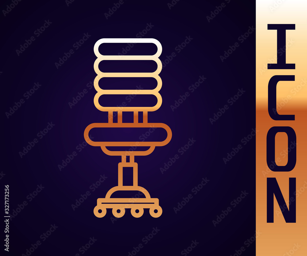 Gold line Office chair icon isolated on black background. Vector Illustration