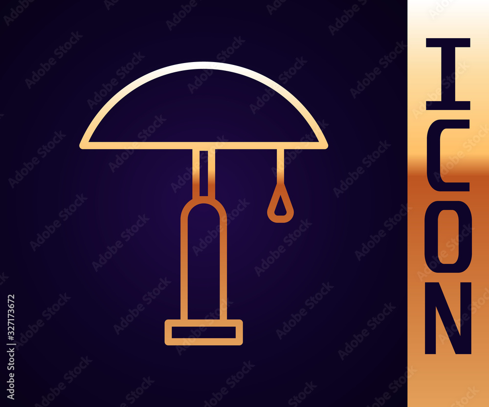 Gold line Table lamp icon isolated on black background. Vector Illustration