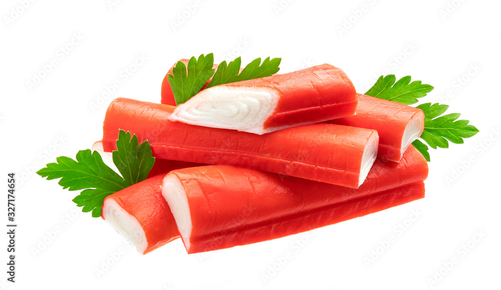 Crab sticks isolated on white background with clipping path