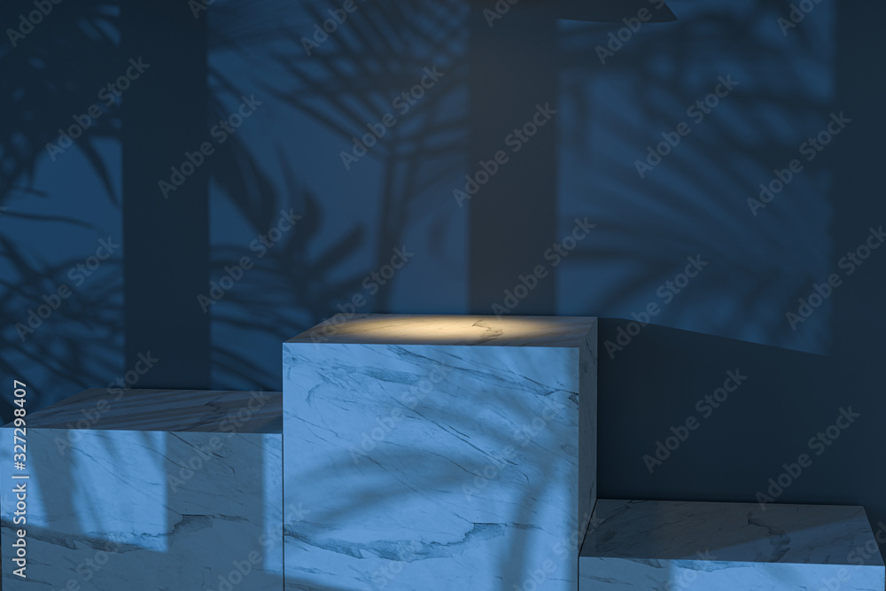 Empty room and marble still life,wooden floor and ceiling lamp,3d rendering.