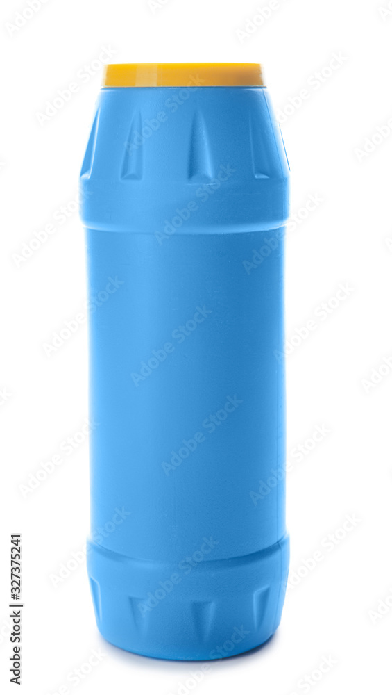 Bottle of detergent on white background