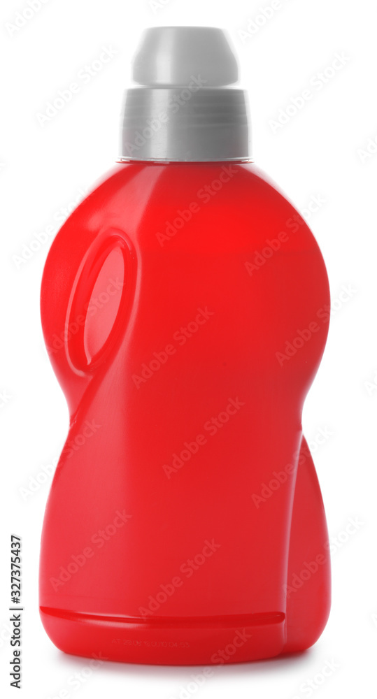 Bottle of detergent on white background