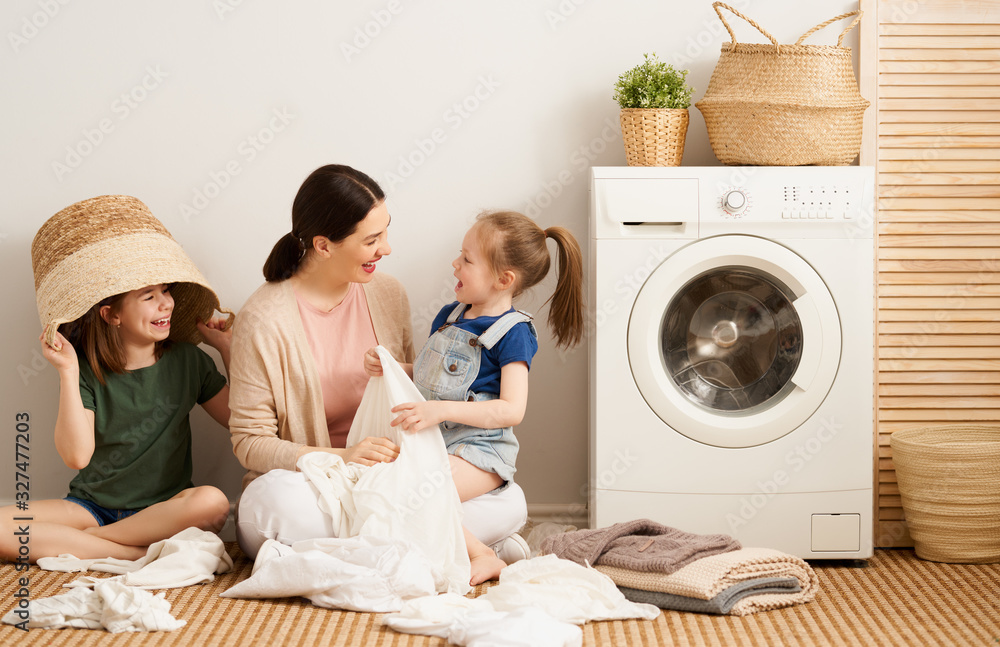 family doing laundry