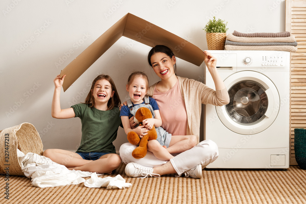 family doing laundry