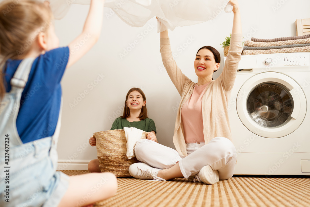 family doing laundry