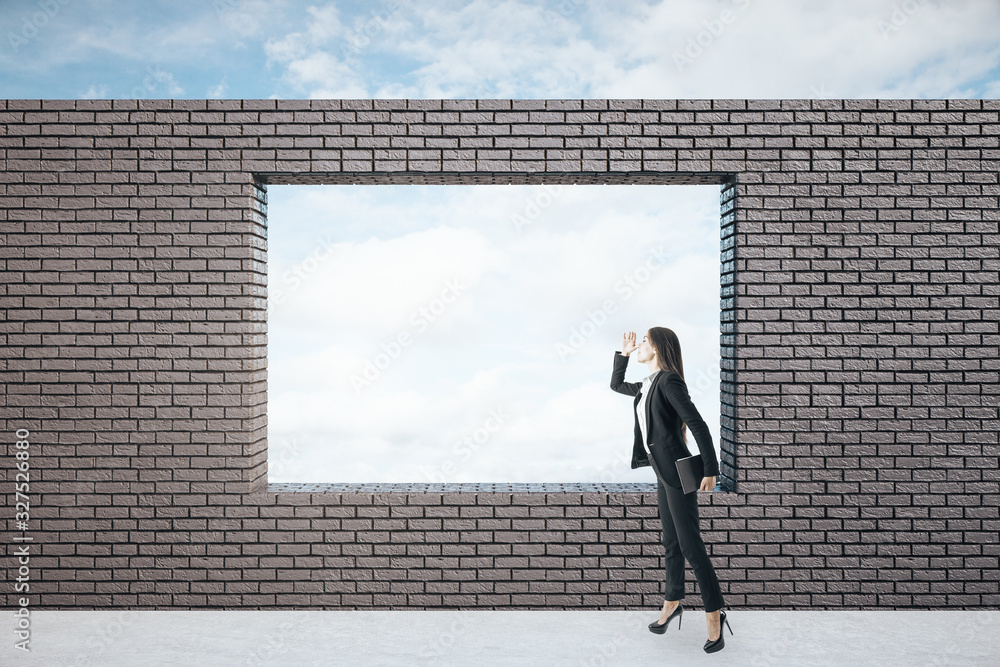 Businesswoman standing in empty interior