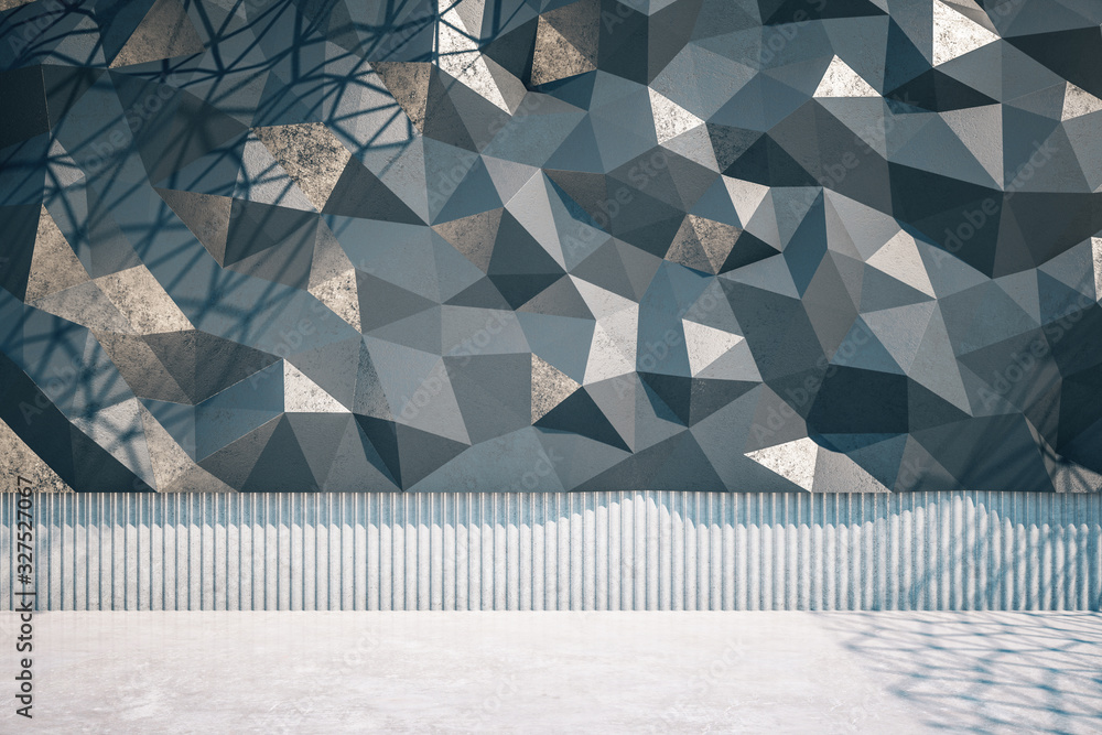 Front view of abstract polygonal wall