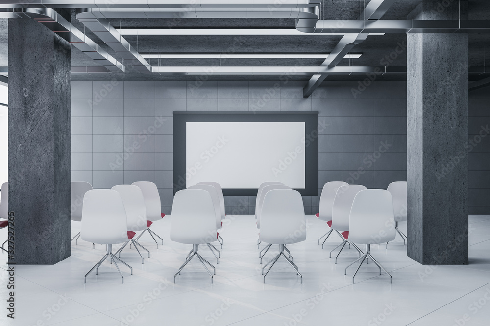 Modern presentation room with chairs