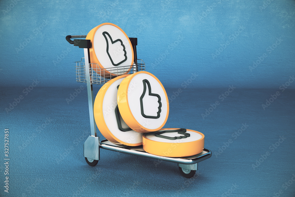 Shopping cart with like symbol