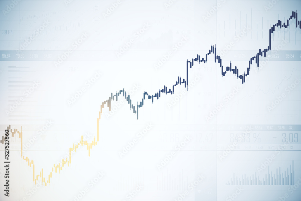 Screen with business charts and stock interface