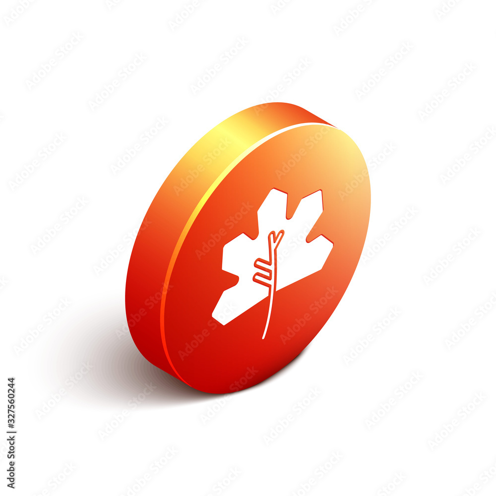 Isometric Leaf icon isolated on white background. Leaves sign. Fresh natural product symbol. Orange 