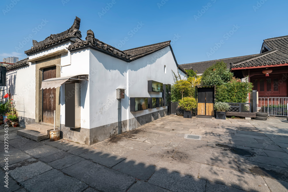 Ancient residential buildings of Gongchen bridge in Hangzhou, Zhejiang Province..