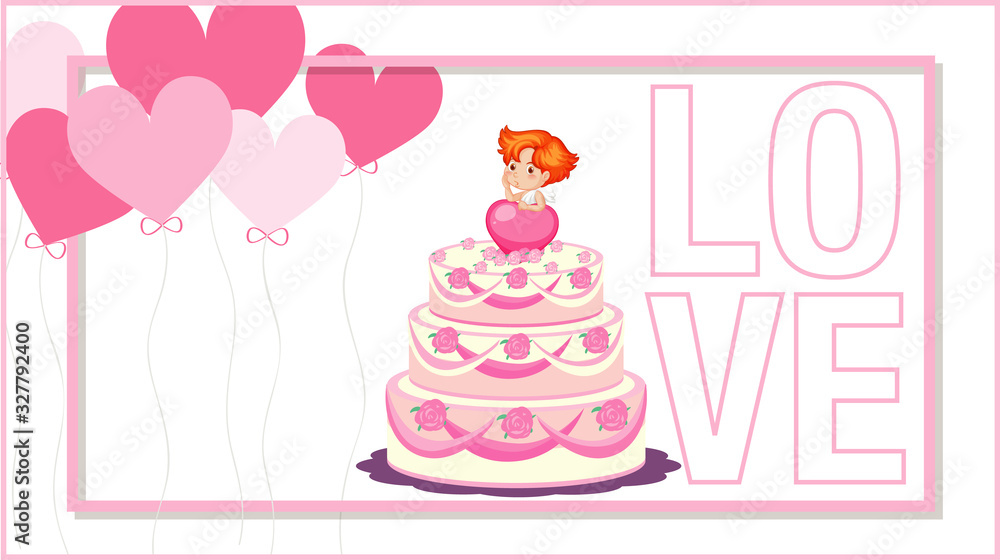 Valentine theme with pink cake and balloons