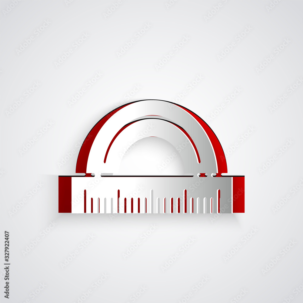 用于测量灰色背景上隔离的角度图标的剪纸量角器网格。倾斜角度计。