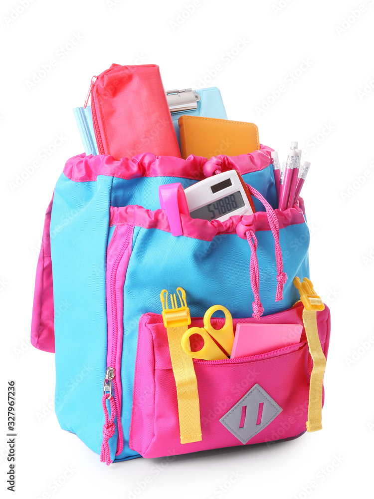 School backpack on white background