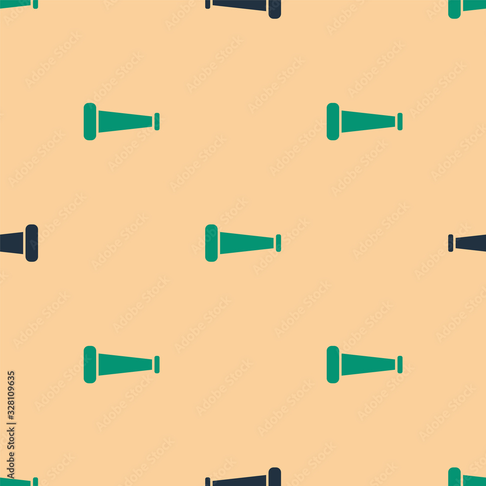 Green and black Industry metallic pipe icon isolated seamless pattern on beige background. Plumbing 