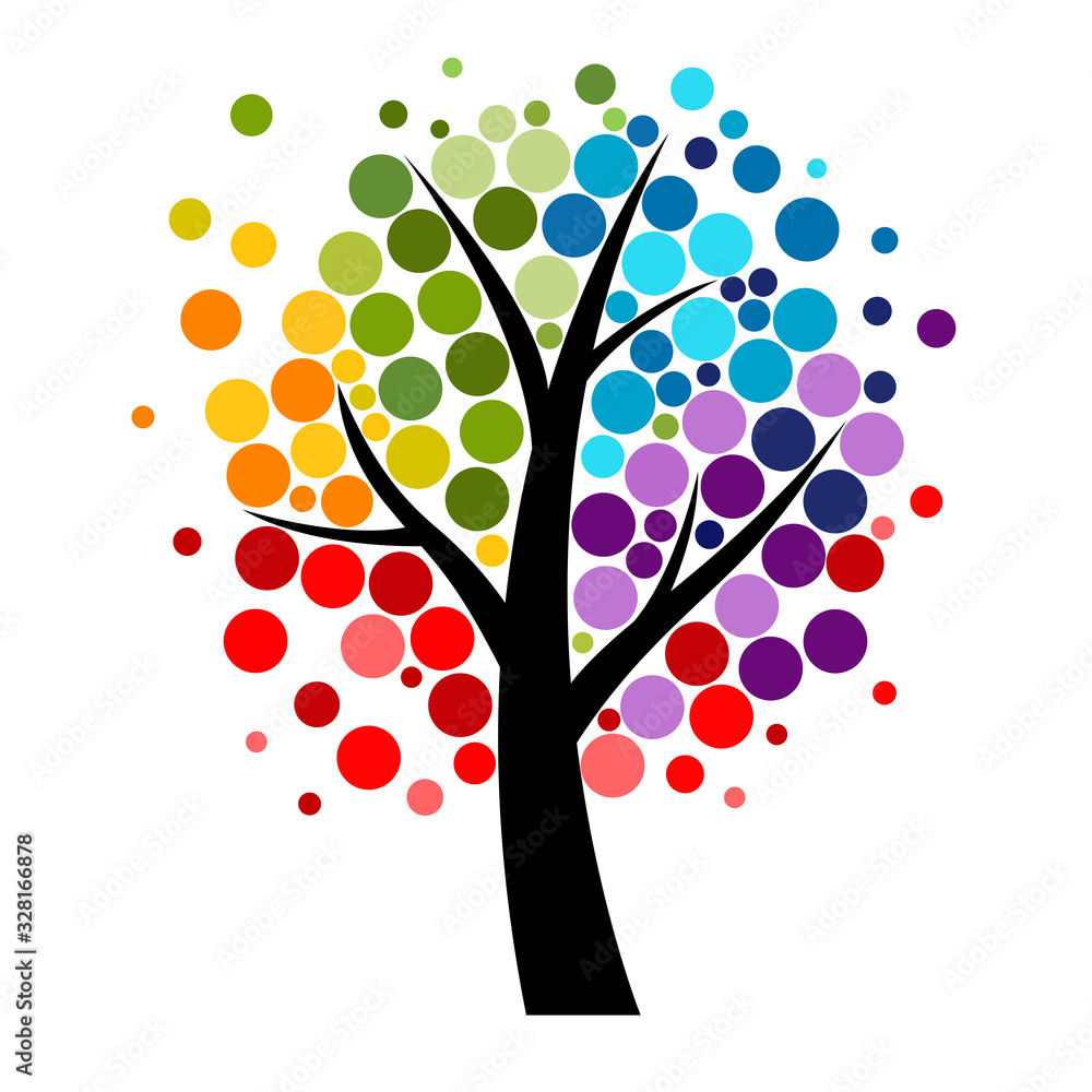 Abstract Vector Four seasons Tree Illustration