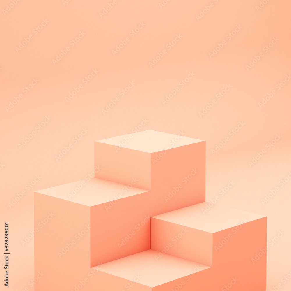 Geometric figures display on pink background,3d rendering ,3d illustration