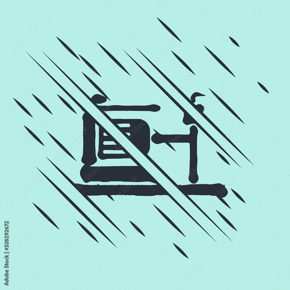 Black Electric water pump icon isolated on green background. Glitch style. Vector Illustration