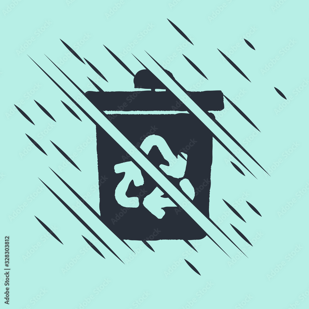 Black Recycle bin with recycle symbol icon isolated on green background. Trash can icon. Garbage bin