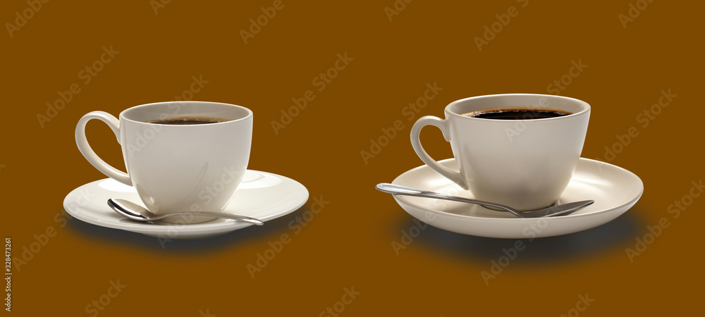 Image of coffee cup on colour background