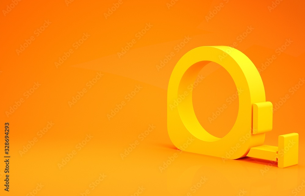 Yellow Roulette construction icon isolated on orange background. Tape measure symbol. Minimalism con