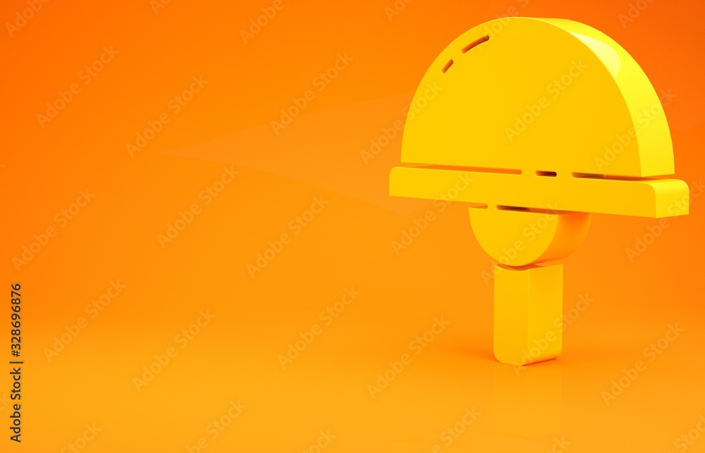 Yellow Light emitting diode icon isolated on orange background. Semiconductor diode electrical compo