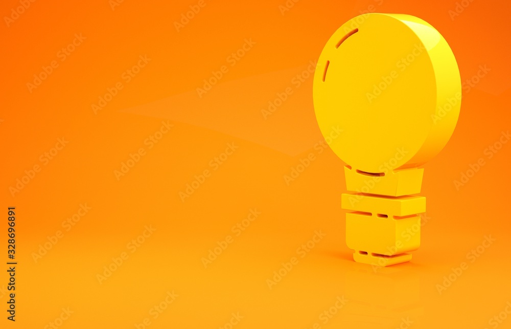 Yellow Light bulb with concept of idea icon isolated on orange background. Energy and idea symbol. I