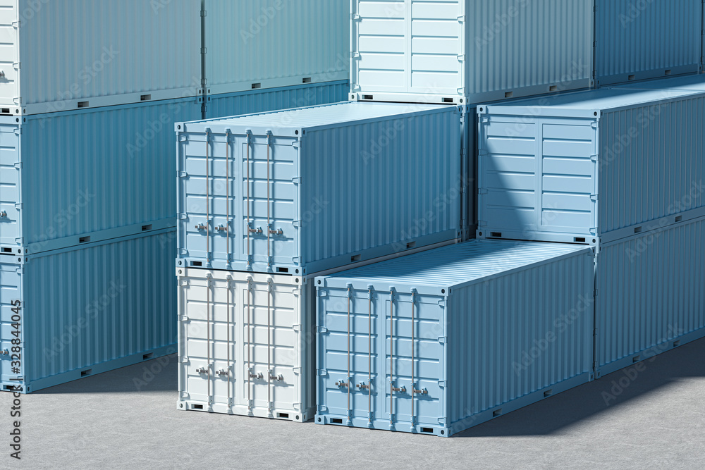 Container and weight,logistics and transmission,3d rendering.