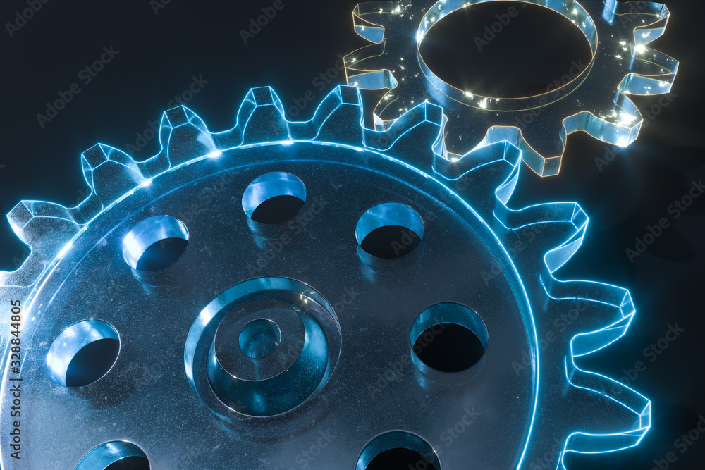 Industrial gear,mechanical structure,3d rendering.