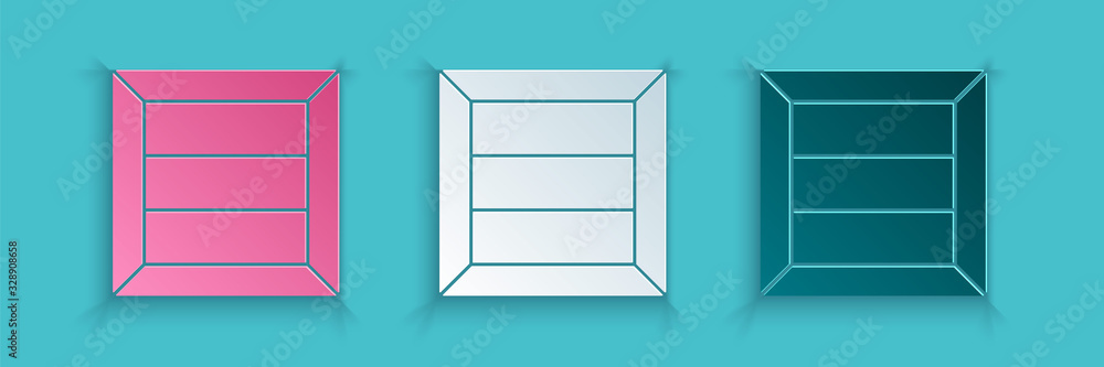 Paper cut Wooden box icon isolated on blue background. Paper art style. Vector Illustration