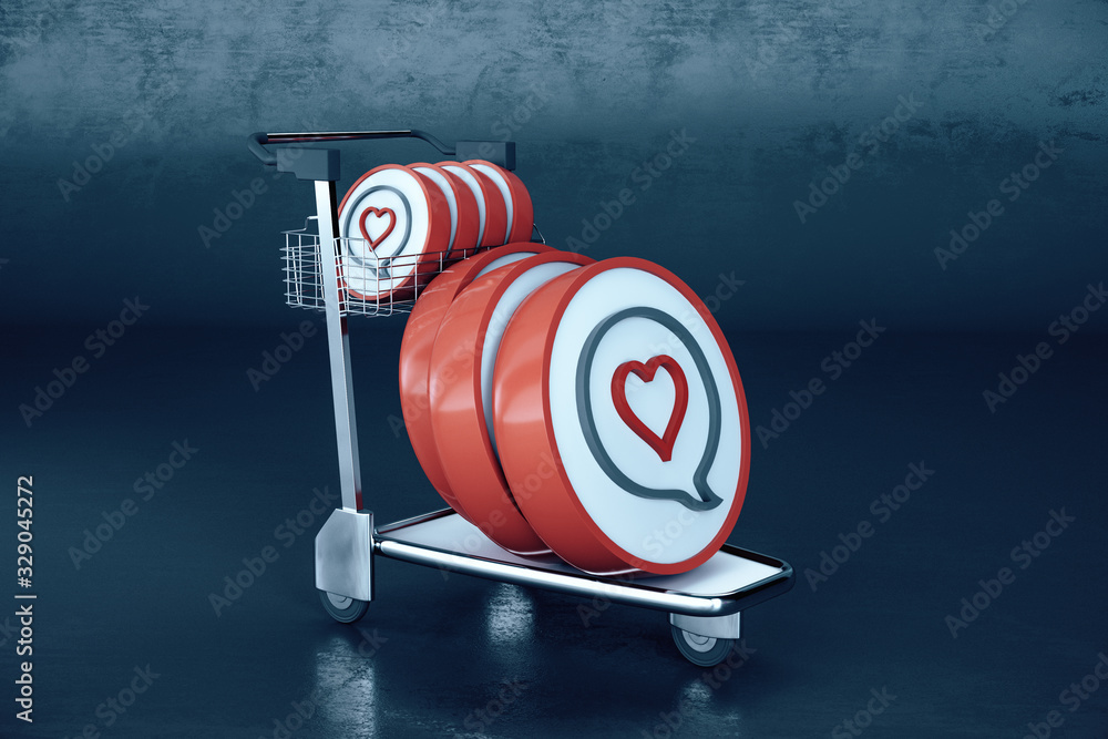 Shopping cart with heart symbol