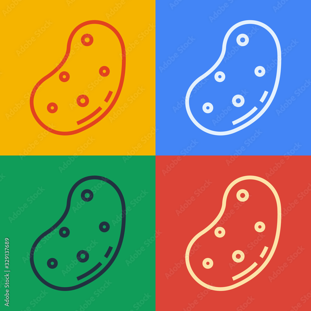 Pop art line Potato icon isolated on color background. Vector Illustration