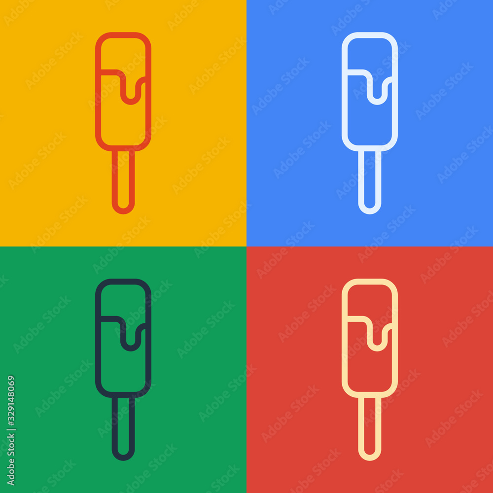 Pop art line Ice cream icon isolated on color background. Sweet symbol. Vector Illustration