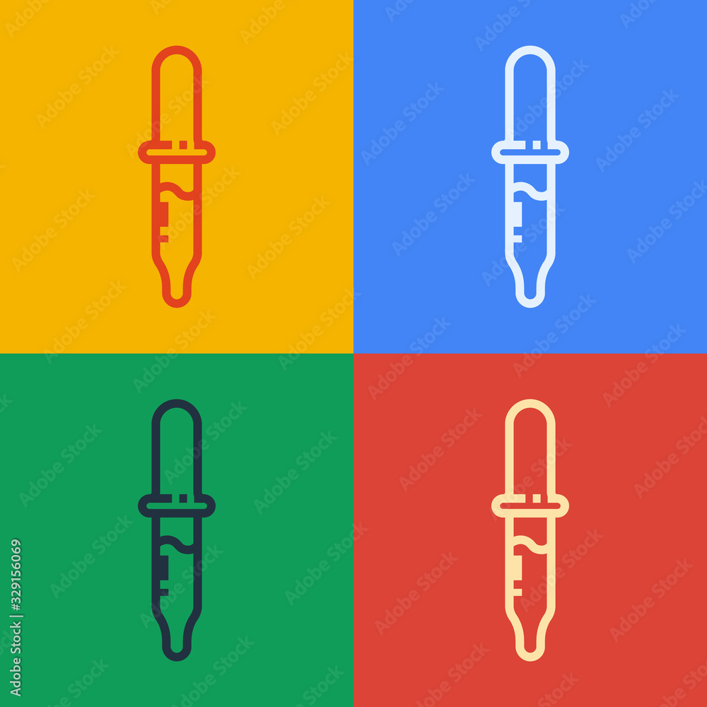 Pop art line Pipette icon isolated on color background. Element of medical, chemistry lab equipment.