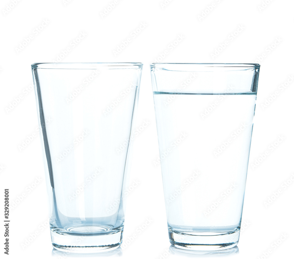 Glasses with fresh water on white background