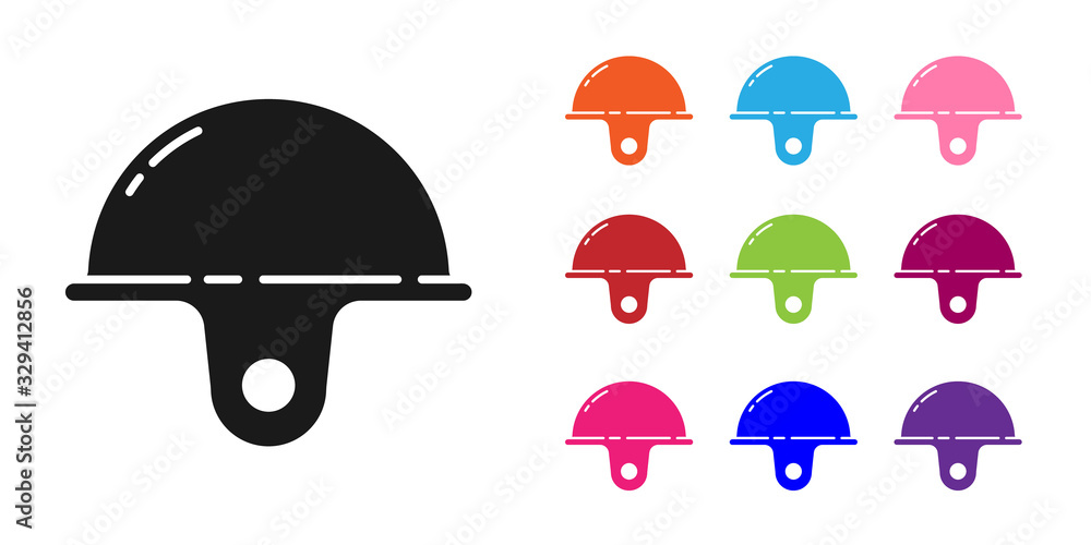 Black Worker safety helmet icon isolated on white background. Set icons colorful. Vector Illustratio