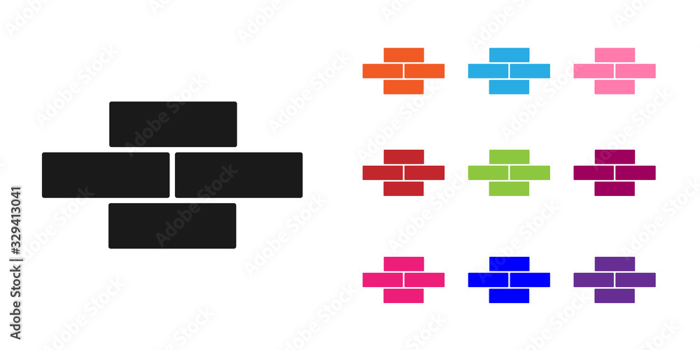 黑色砖块图标隔离在白色背景上。将图标设置为彩色。矢量插图