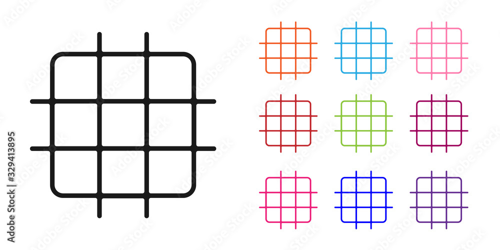 黑色网格图形纸图标隔离在白色背景上。将图标设置为彩色。矢量插图